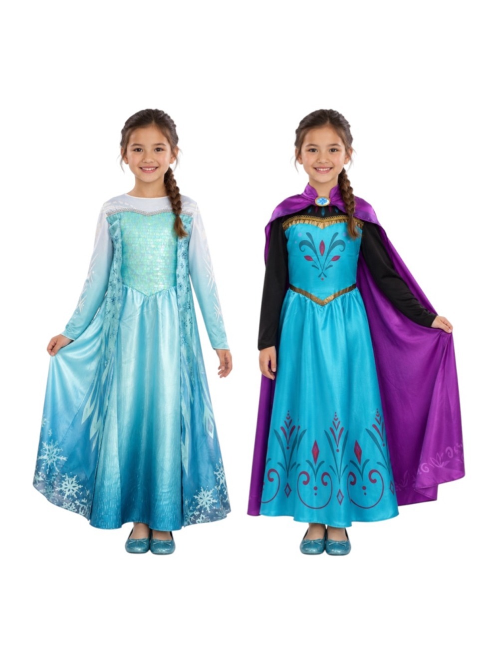 Disney Frozen Elsa Anna Reversible Girls Costume Dress with Cape Rare